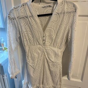 Zara Elegant White Eyelet Blouse